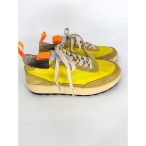 Maden Ultralight Mens Sneakers Yellow Suede Mesh Low Top Trainers Orange Accents